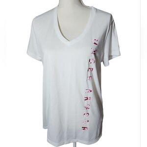Under Armour White Vneck Loose Fit Heatgear Top Nwt Size Large